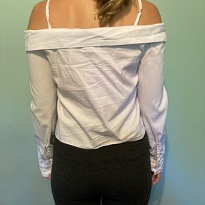 Off the shoulder button down shirt